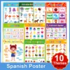 10 Themes Kids Learning French Korean Spanish English Big Cards Toys School Classroom Decoration A4 Poster Educational Toys 1