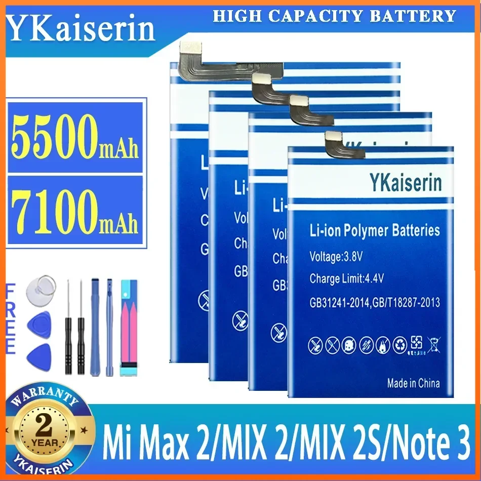 

Аккумулятор ykaisсеребрин BM3A BM3B BM48 BM49 BM50 для Xiaomi Mi Max 2 Max2 MIX 2 MIX2 2S Note 3 /2, портативные батареи для сотового телефона