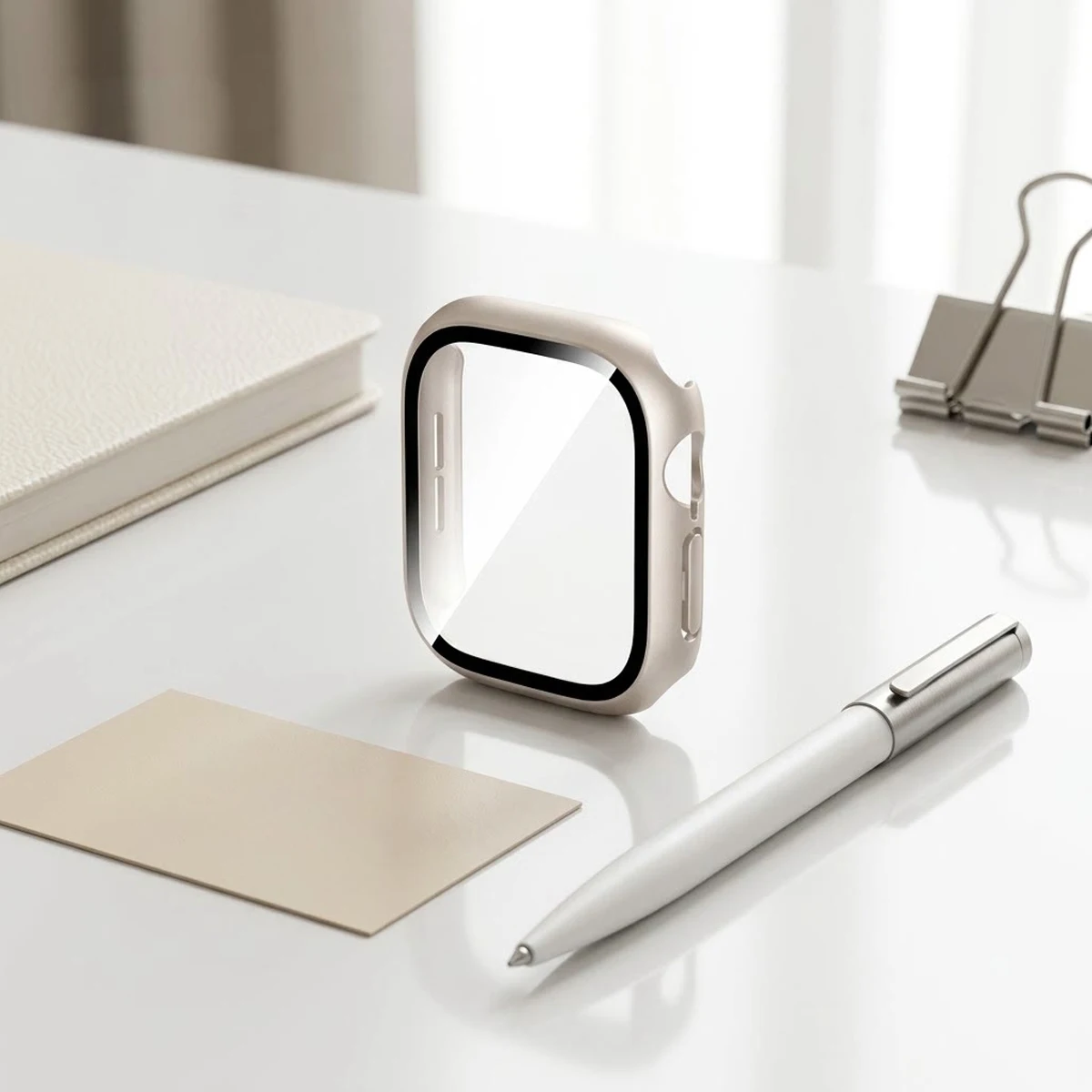 Premium Tempered Glass and Protective Case for Apple Watch - Screen Protector Cover and Case Combo