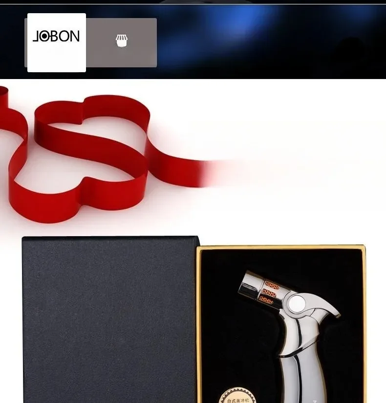 Description Picture 3 of itemJOBON Hot Sale 4 Flame Direct Flush Turbo Torch Butane Gas Lighter H Flame Adjustable Wormwood Cigar Special Windproof Lighter