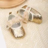 KIDSUN Baby Girl Shoes Party Cotton Bottom Non-slip Bling Newborns Infant Crib First Walkers Toddler Baby Shoes Flower Lace 2