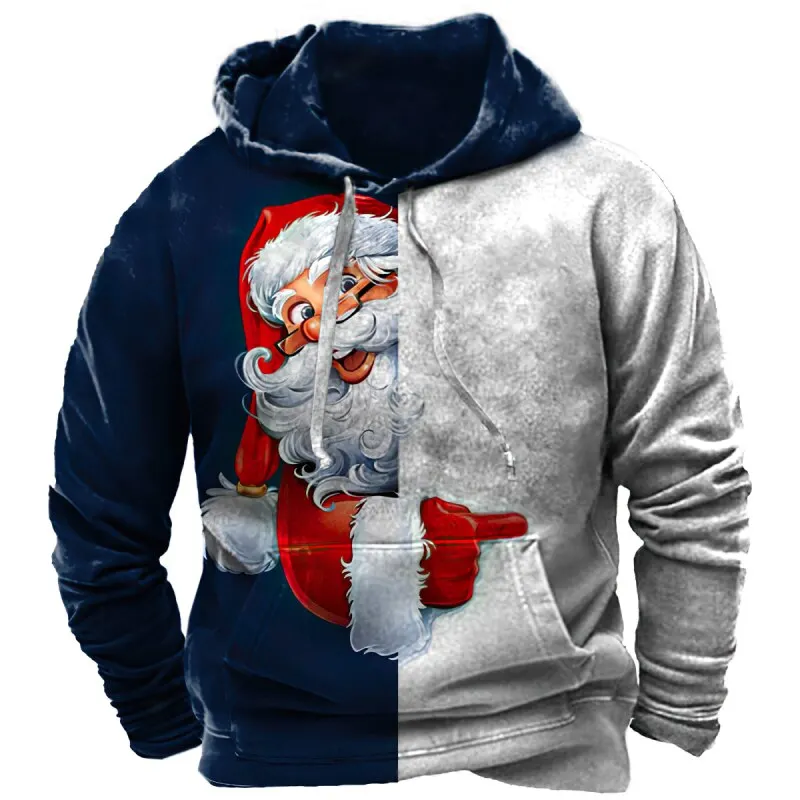 

Men's Christmas hoodie retro men's hoodie autumn and winter casual long sleeved daily top men's oversized pullover