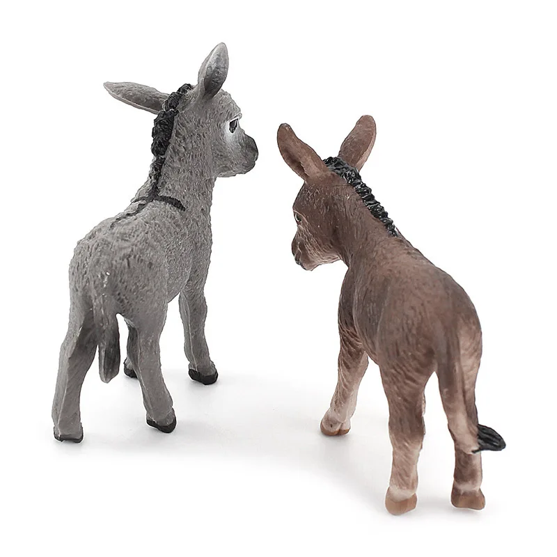 Simulation Animal Little Donkey Educational Children's Cognitive Model Micro Ornaments Plastic Decoration Baby Toy Gift A0425 miniature figurines