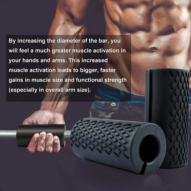 1 Pair Barbell Dumbbell Grips Thick Bar Handles Crossfit Silicone Anti-slip Pad Pull Up Weightlifting Kettlebells Fat Grip 2