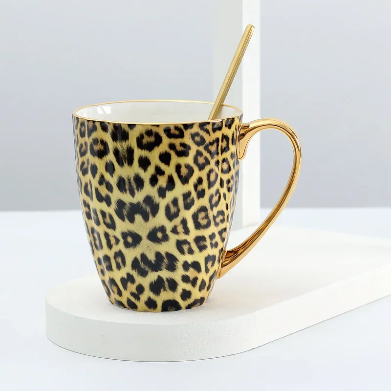 Porcelain Coffee Mugs and coffee cups Dinner Plate Sets Bone China Tableware Drinkware Leopard Luxury Designs
