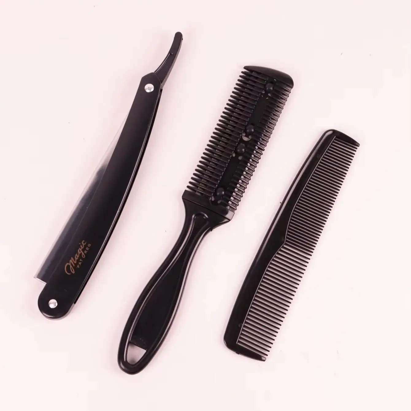 Set di strumenti per lo styling dei capelli - rasoio, pettine con rasoio, pettine bifacciale, strumenti per lo styling, speciali per parrucche di capelli veri - immagine 2