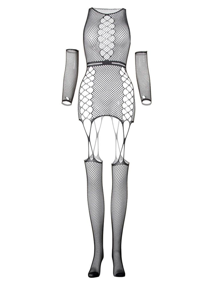 One Pieces Crotchless Bodysuit Sexy Open Bra Lingerie Women Fishnet Transparent Bodystocking For Sex Body Suits Erotic Costumes