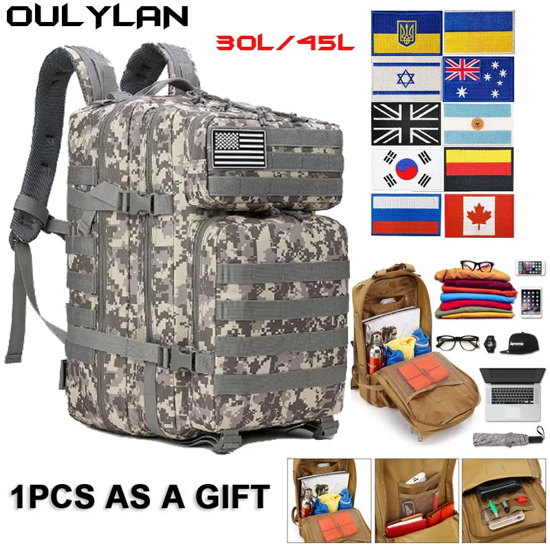 

OULYLAN Military Tactical Backpack Men 45L /30L Waterproof Large Capacity Bags Assault Pack Camping Hunting Trekking Rucksacks