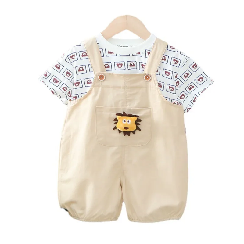 New Summer Baby Girl Clothes Children Outfits Boys Short Sleeve T-Shirt Overalls 2Pcs/Set Toddler Casual Costume Kids Sportswear winter boys girls outfits robloxing game children clothing kids hoodie pants 2pcs set kids baby funny casual sports suit 4 14t