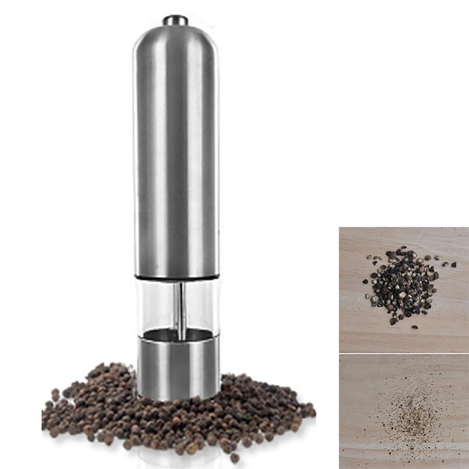 Description Picture 6 of itemElectric Salt Pepper Mill Grinder Refillable Electric Gravity Stainless Steel Pepper Grinder for Pepper Corns Salt Spices