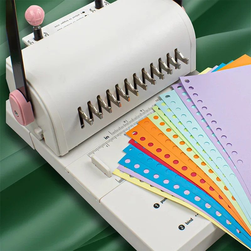 2:1 더블 와이어 제본기, 싱글 패스 20페이지 펀칭 기능, 책 및 노트 제본에 적합