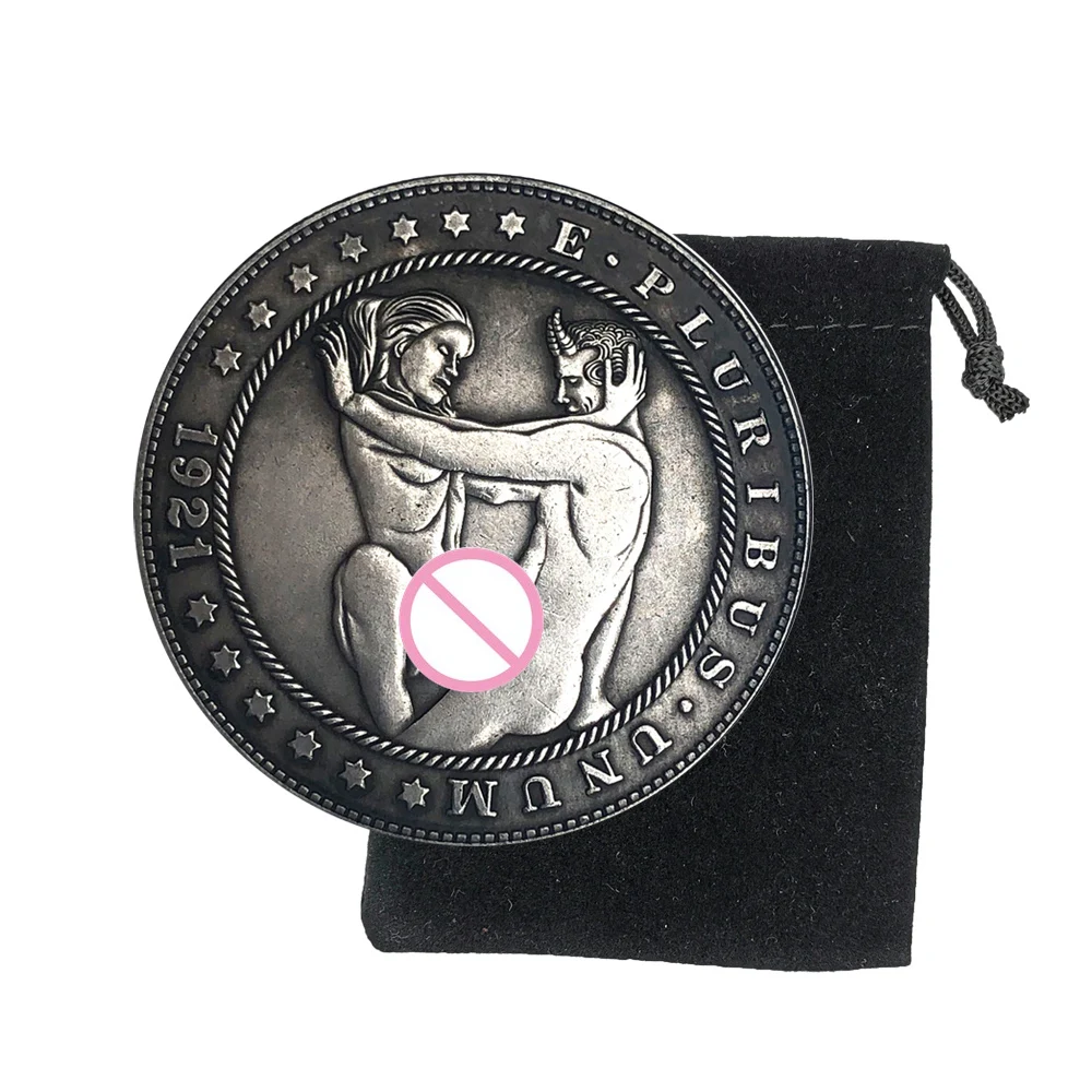 럭셔리 ``I Love You`` 1 달러 아트 커플 동전, 행운의 포켓 러브 코인, 미국 모건 달러 기념 동전, 선물  가방-Freehip.co.kr