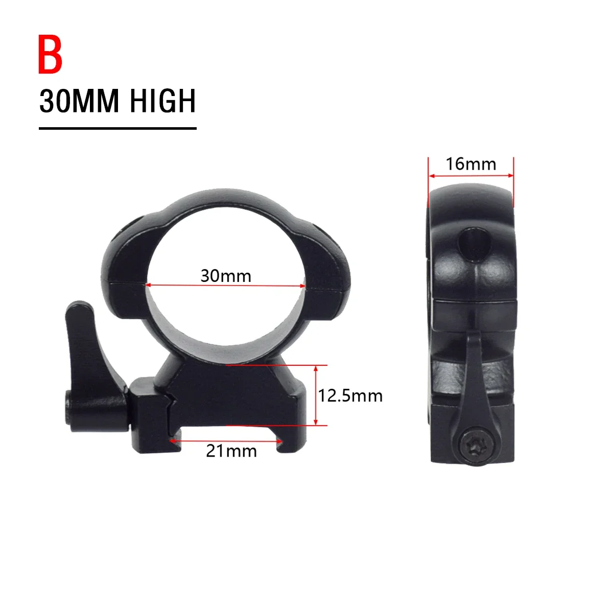 Enhanced Quick Release Steel Scope Rings - Adjustable Profile, 2-Pack