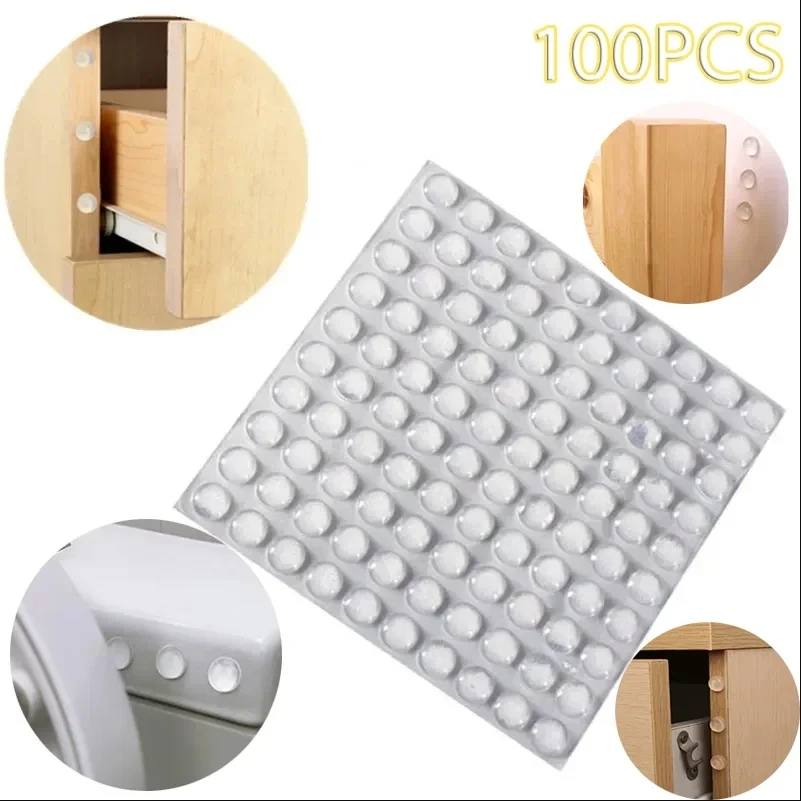 Door Stopper 100Pcs 10x3mm Self Adhesive Rubber Damper Cabinet Bumpers Silicone Furniture Pads Cushion Protective