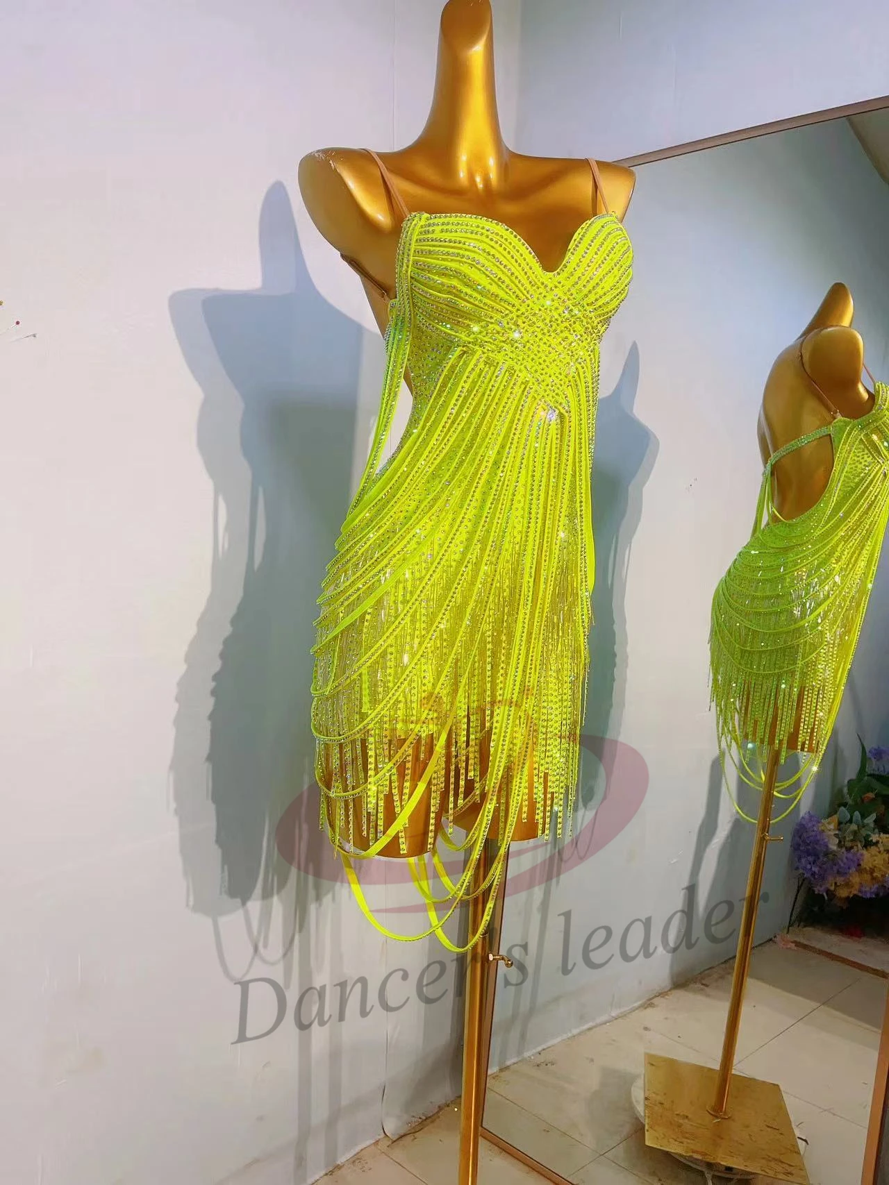 green emerald velvet dress Custom Size Gold Silver Sparkling Fringe Latin Dance Competition Dress   Moderndancedress.com