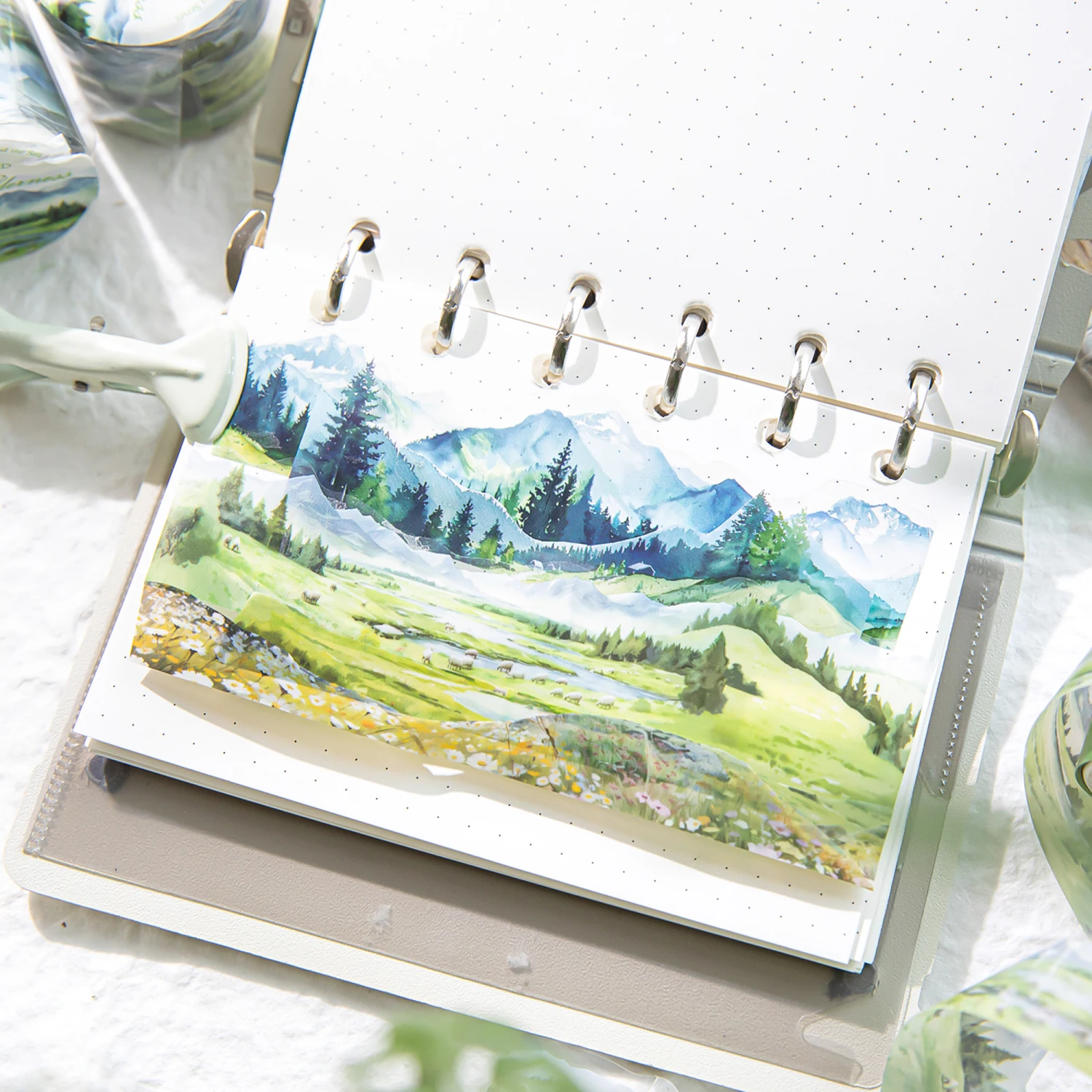 Yoofun 3x200cm Vintage Landscaping Collage Material PET Tape Mountains and Sea Creative DIY Journal Scrapbooking Masking Tape 3