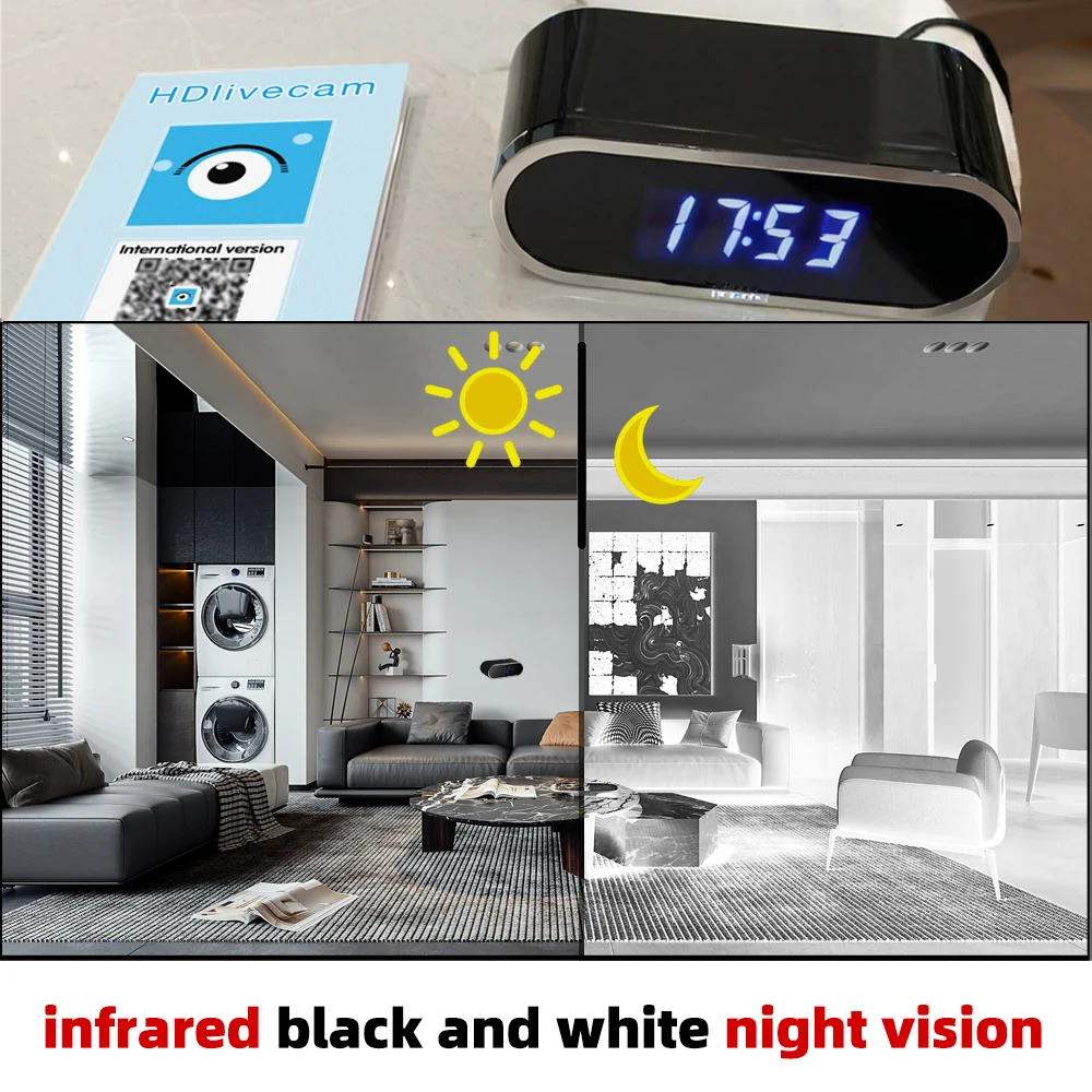 4K HD WIFI Clock Camera 120degree Camera Micro Cam IR Night View Alarm Camcorder Digital Watch Video Mini DVR Oculta Small Cam 2