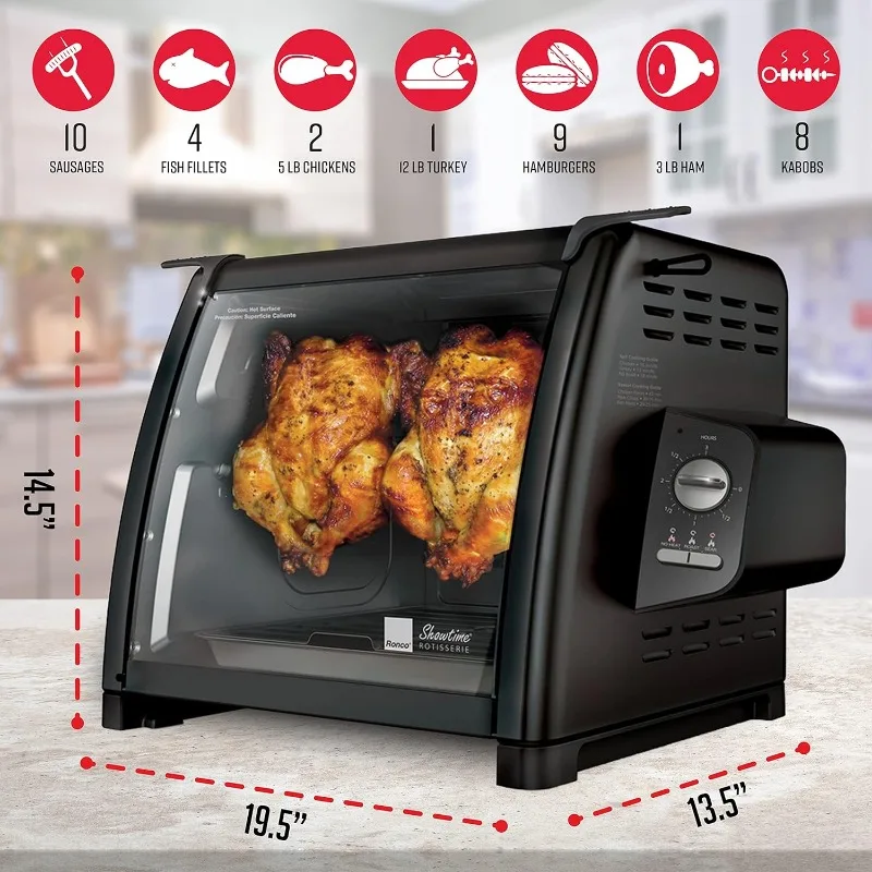 Ronco ST5500SBLK Series Rotisserie Oven, Countertop Rotisserie Oven, 3 Cooking Functions: Rotisserie, Sear and No Heat Rotation 3