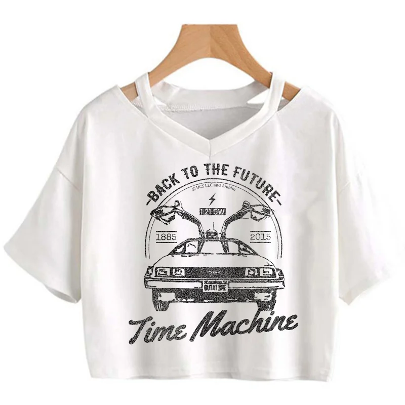 

back to the future t-shirt women aesthetic couple kawaii print casual crop top tumblr