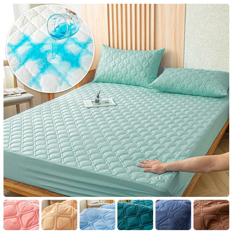 

Waterproof Cotton Fitted Bed Sheet Anti-mite Mattress Protector Soft Breathable Mattress Cover Queen Fitted Sheet 140/160*200cm