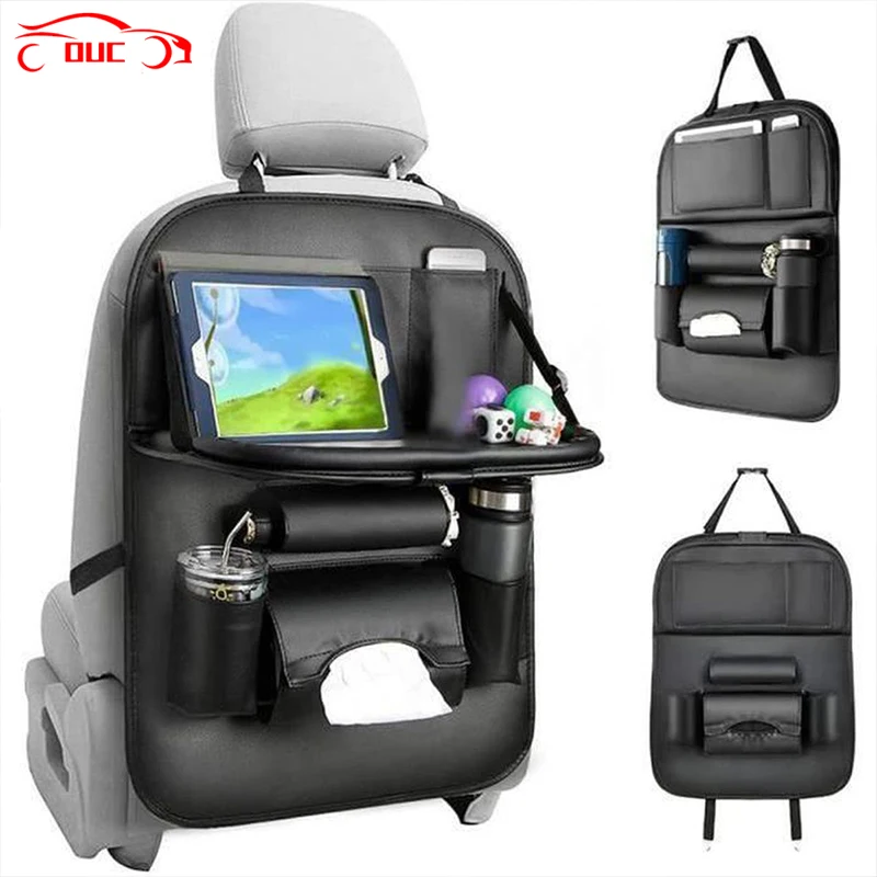 

Car Back Seat Organizer Storage Bag with Foldable Table Tray Tablet Holder Tissue Box Auto Back Seat Bag Protector Accessories