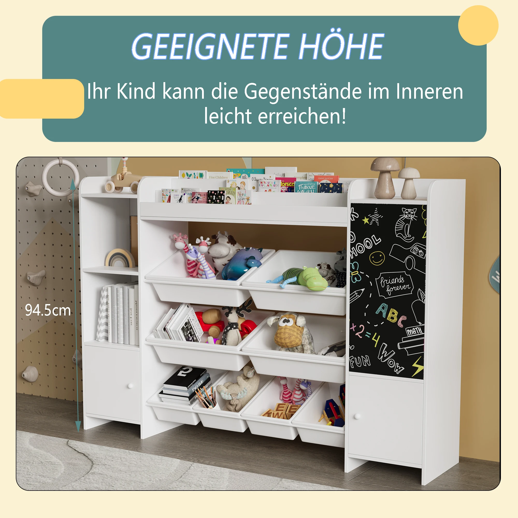 Rosahqnda Kinder-Bücherregale, multifunktionales Kinder-Bücherregal, Bücherregale und Spielzeugaufbewahrung mit Schublade, Kleinkind-Bücherregal – Detail 7