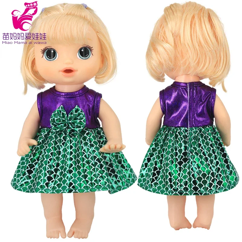 Doll Clothes 30 Cm Baby Dolls Dress Summer Green Sequins Dress 12