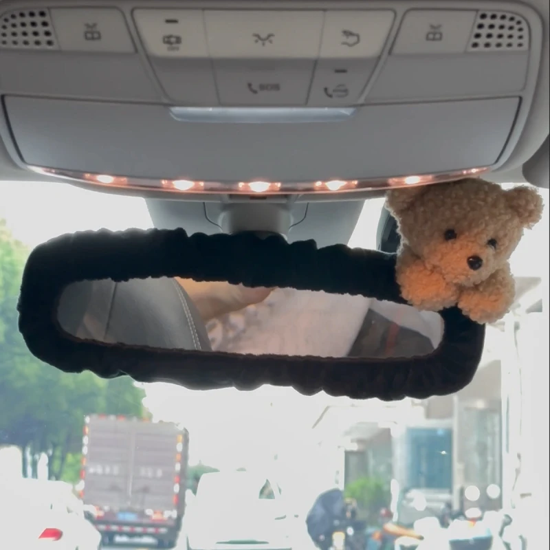 Charming Elastic Glitter Cartoon Car Rearview Mirror Cover