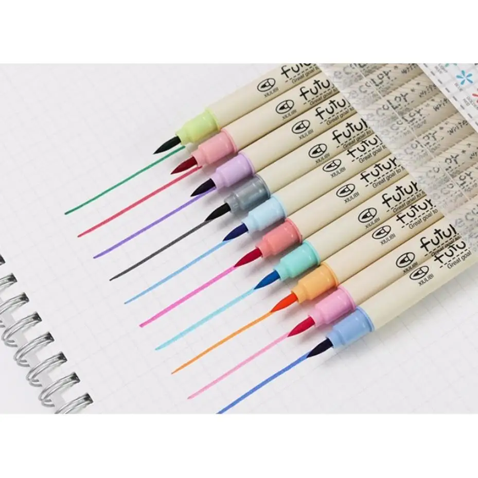 1 Set Color Watercolor Pen Soft Hair Beauty Pen Brush 10 Color Set Children's Student Comic Calligraphy Brush