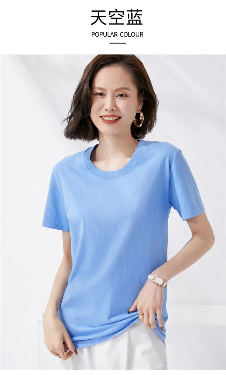 Women T-shirts 2024 Summer Tops Solid Short Sleeve Loose O-neck 100% Cotton Casual Ladies Shirts Harajuku Korean Woman Tshirts