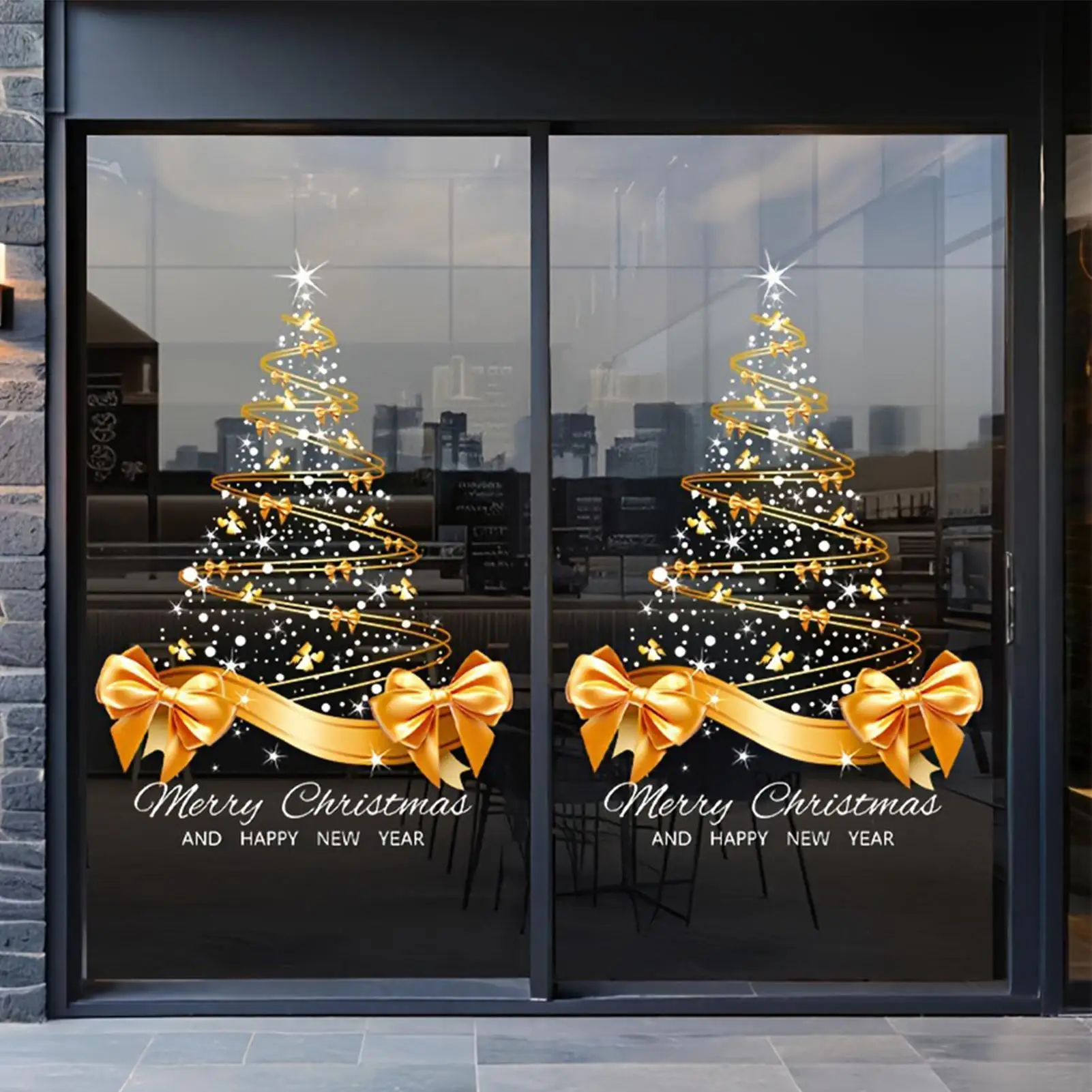 NEW Christmas Tree Stickers, Christmas Window Stickers Snowflake Christmas Tree Stickers, DIY Static Wall Door Murals For Window