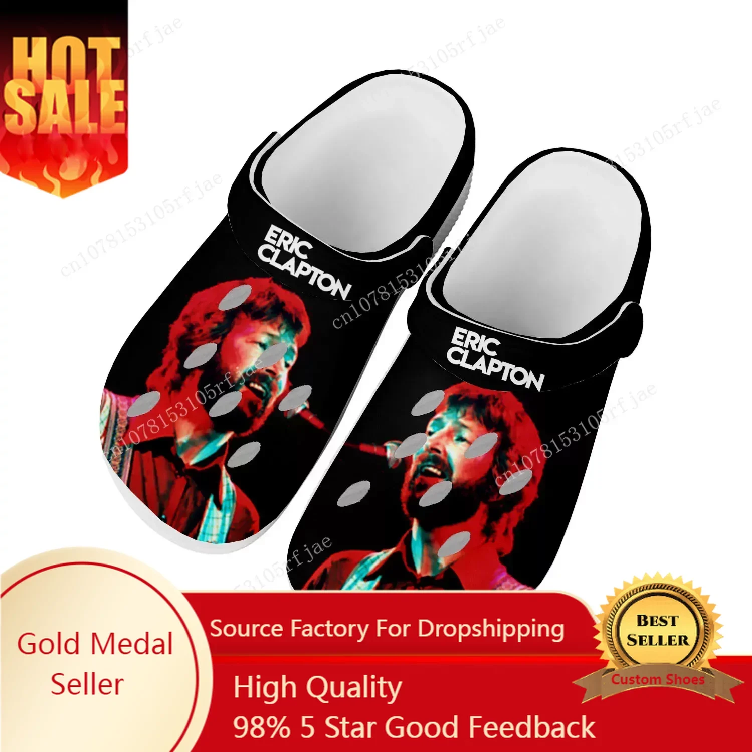 

Eric Clapton Rock Musician Guitar Home Clogs Custom Water Shoes Mens Womens Teenager Shoes Clog Breathable Beach Hole Slippers