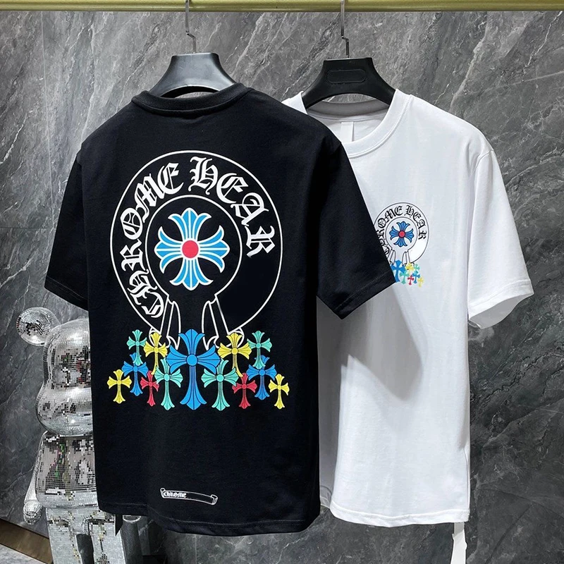 2023 Висококачествена тениска от модна марка CH Pure Cotton Висококачествена ежедневна мъжка и дамска хип-хоп улична риза с къси ръкави