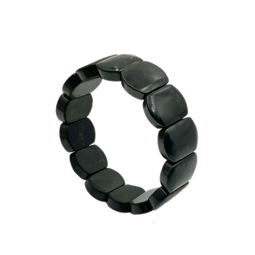 CHENYISHI 50%-70% Carbon Shungite Natural 15*20mm elastic cord stone bangle bracelet charm gift for jewelry making