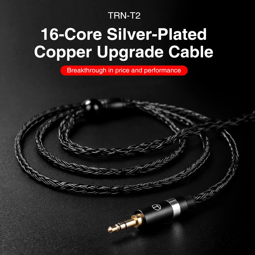 TRN T2 16 Core Silver Plated HIFI Upgrade Cable 3.5/2.5mm Plug MMCX/2Pin  Connector For TRN V80 V3 AS10 IM2 IM1 T2 C10 C16 S2