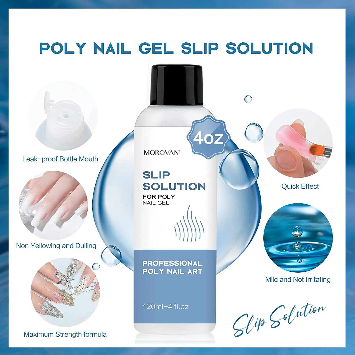 4 Fl.oz Slip Solution Set For Poly Nails Gel And Nail Cleanser, poly
