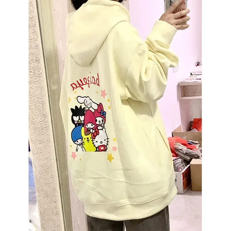 

Kawaii Sanrioed аниме мультфильм серия Мода Простой Осень/Зима Студенческая теплая куртка плюс бархатное пальто студент подарок на день рождения