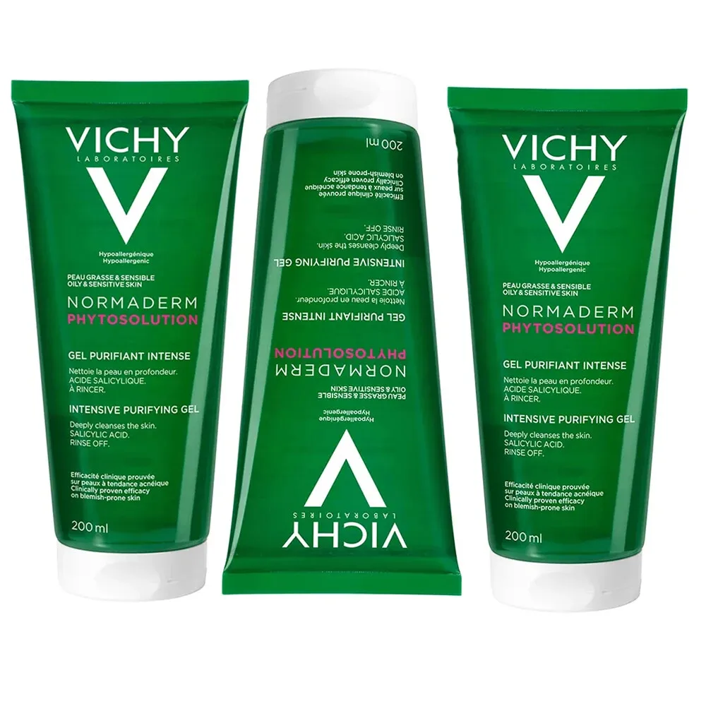 

3PCS/set Original Vichy Normaderm Phytosolution Gel Purifiant Intense Deep Purification Non Drying Reduces Defects Remove Grease