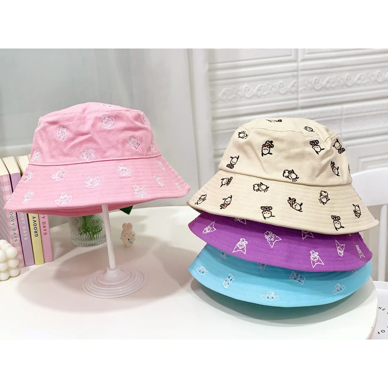 

Cute Sanrio Fisherman's Hat Hello Kittys Accessories Kawaii Anime Beach Hat Travel Sun Protection Windproof Canvas Toys for Girl