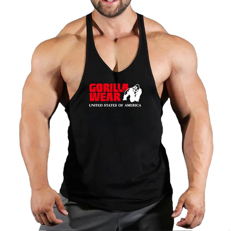Gorilla wear fashion cotton tank top men Fitness muscle mens singlet Bodybuilding gym vest fitness men| | AliExpress