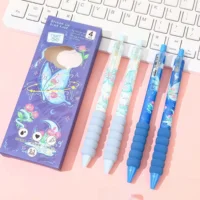 4Pcs Butterfly Rose Gel Pens Set, 0.5mm Fine Point Floral Print Ballpoint Pens for Office Daily Writing Journal Stationery Gift 6