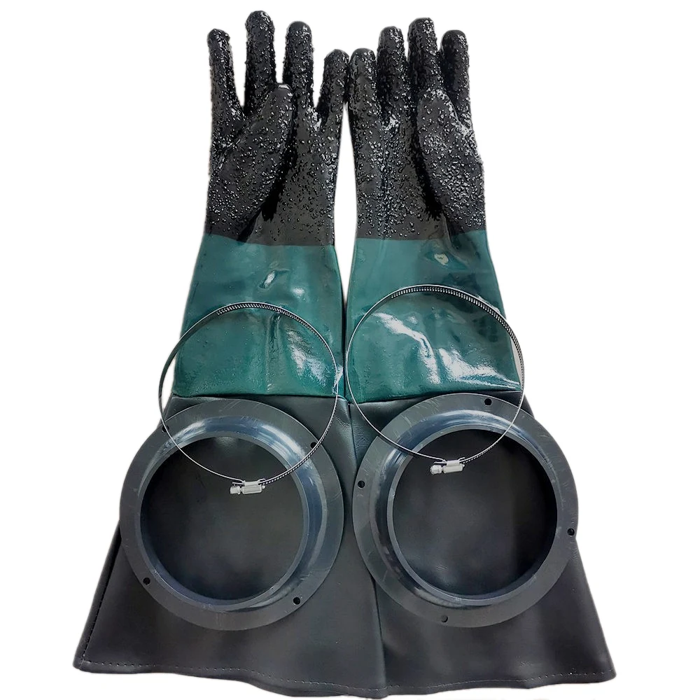 Sandblasting Gloves Sandblaster Parts 60Cm With O Rings For Sandblast Cabinet