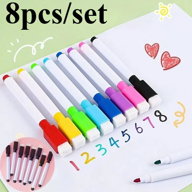 Erasable Whiteboard Pen Dry Erase Markers With Eraser Cap For Office School Stationery Magnetic Whiteboard Markers Pen Dry Erase