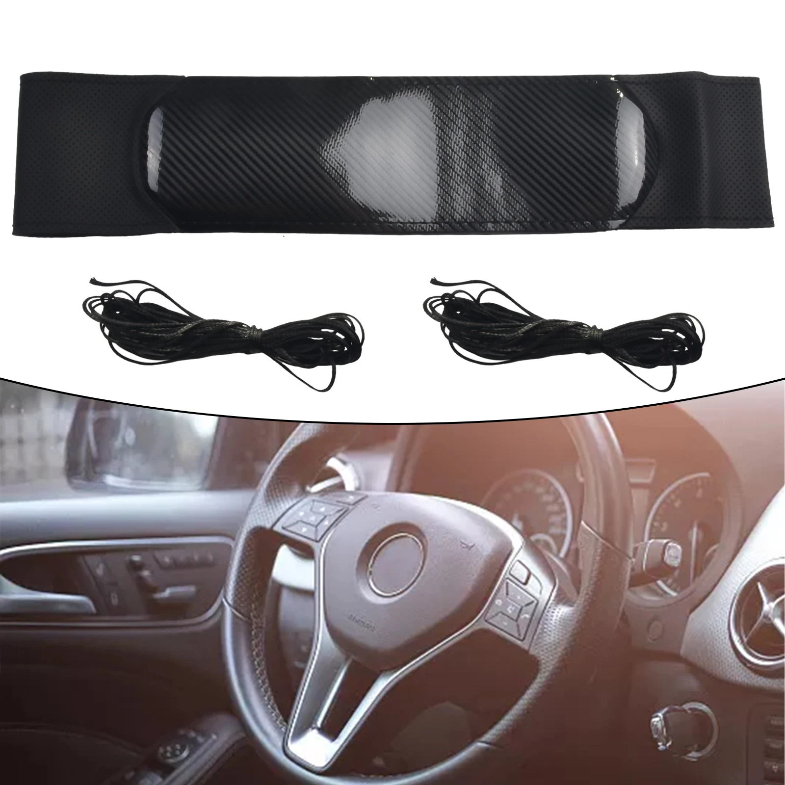 

1PC Steerinher Car Steering Wheel Cover With Needles Thread Ith Needles Thread Ith Needles Thread Ith Needles Thread