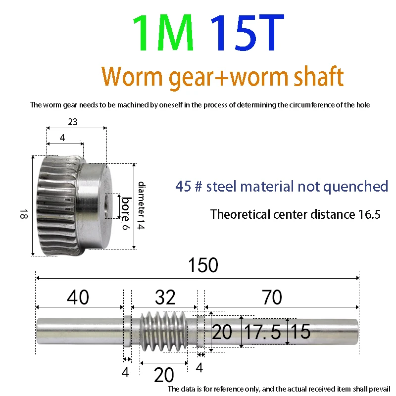 1PCS 1mode Worm Shaft 45 # Steel Used For 1mode Worm Gear Reducer Worm Gear Worm Shaft