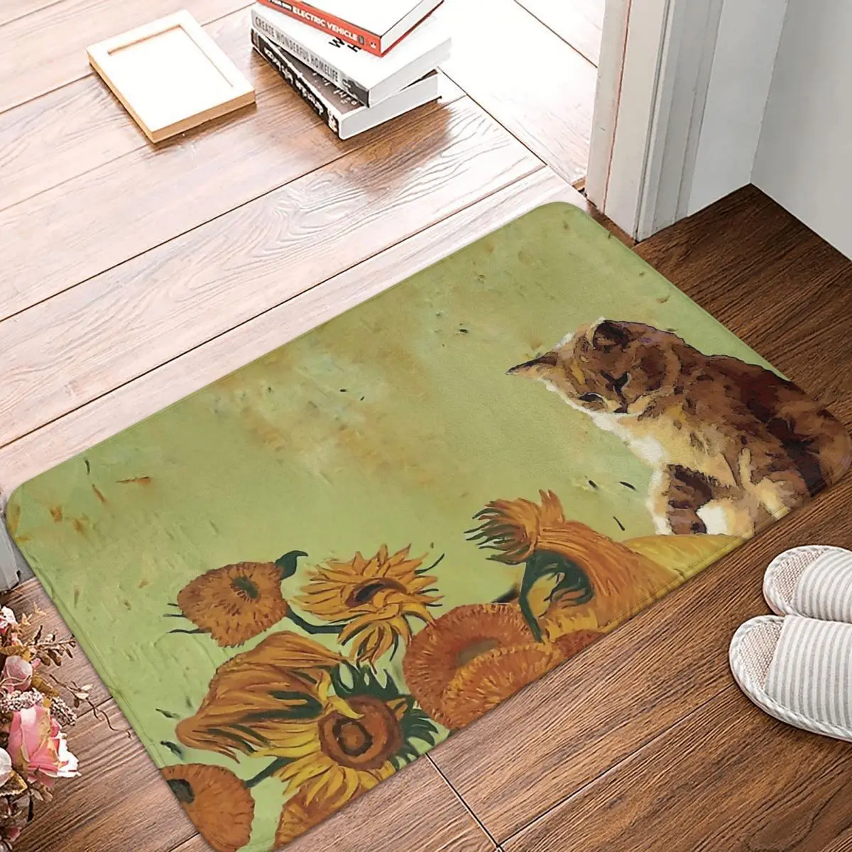 Salvador Dali Pittura Tappetino Da Bagno Girasoli Di Van Gogh Cat Art Meme Zerbino Cucina Tappeto Porta D'Ingresso Tappeto Decorazione Della Casa