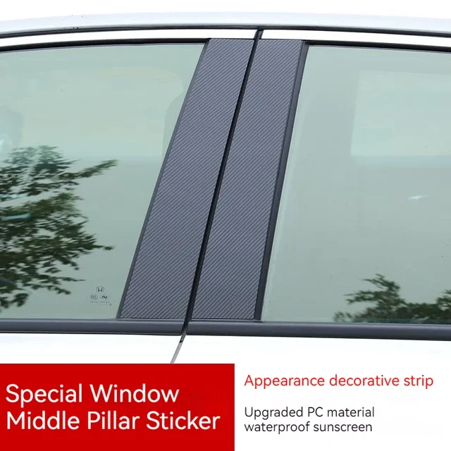 6-Piece Carbon Fiber Look Door Window Trim Cover Pillar Posts – For Nissan Rogue 2021-2023