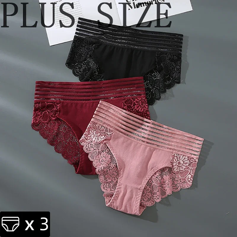 3/6 Pezzi Mutandine Di Pizzo Floreale Plus Size Intimo Donna Trasparente Lingerie Sexy Mutandine Senza Cuciture Slip Femminili A Vita Bassa Intimates