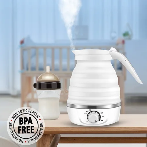 휴대용 접이식 전기 실리콘 주전자, 가정용 압축 누수 방지 미니 주전자, 600ml 3