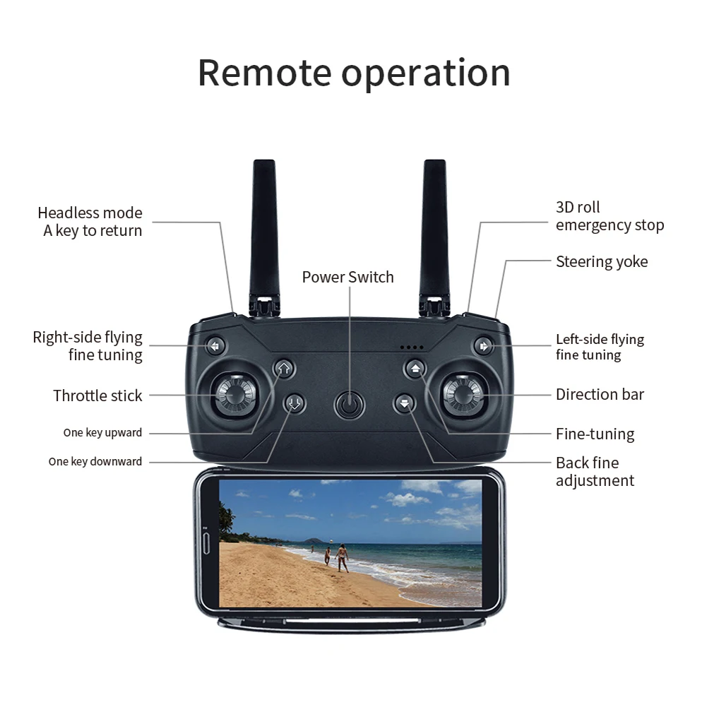 WLR/C E68 RC Drone 4K 1080P HD Camera WiFi FPV Air Pressure Altitude Hold Headless Mode Automatic return Foldable Quadcopter